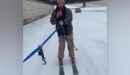 skiing man